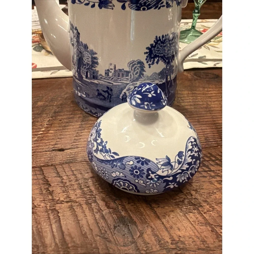 Teapot-Tea Pot with Lid-Blue Italian Pattern by Spode-Ascot Version
